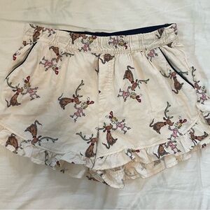 Aerie flannel Cream Shorts pj Reindeer  Lousie Lou grinch holiday s